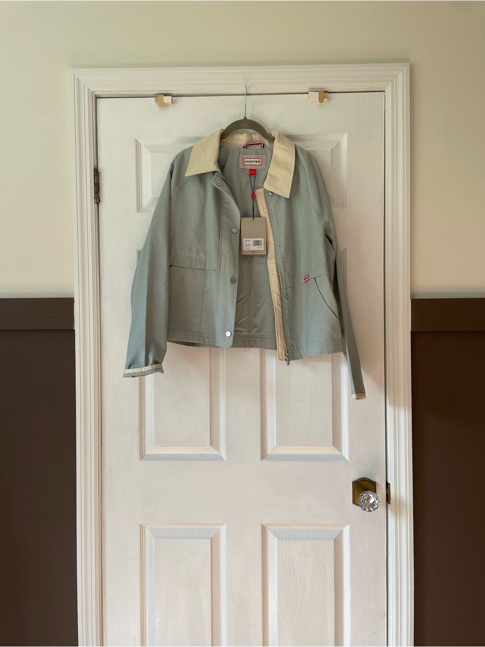 Hunter Sage Green and Cream Collared Jacket